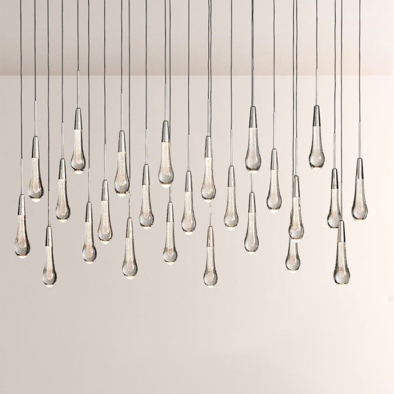 Rain Glass Soltaire Linear Chandelier