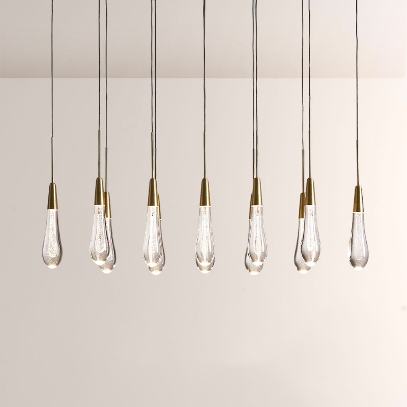 Rain Glass Soltaire Linear Chandelier
