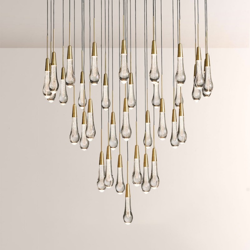 Rain Glass Soltaire Round Chandelier