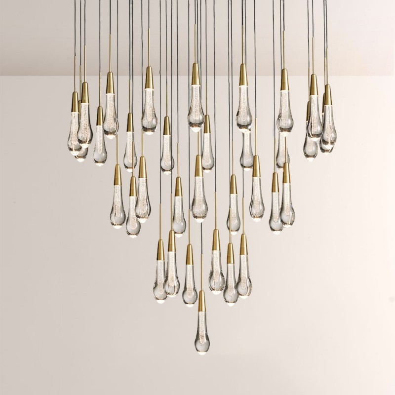 Rain Glass Soltaire Round Chandelier