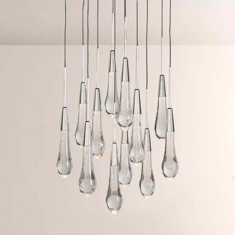 Rain Glass Soltaire Round Chandelier
