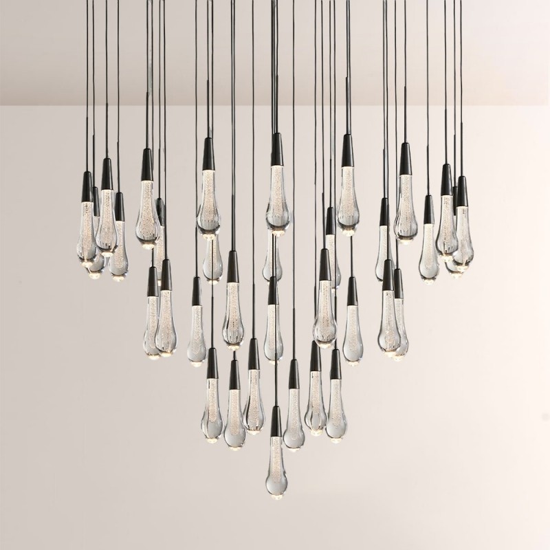 Rain Glass Soltaire Round Chandelier