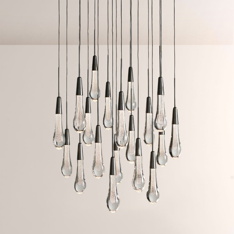 Rain Glass Soltaire Round Chandelier