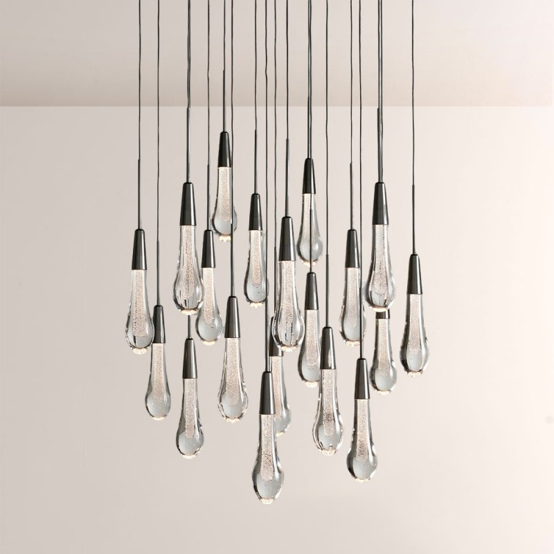 Rain Glass Soltaire Round Chandelier
