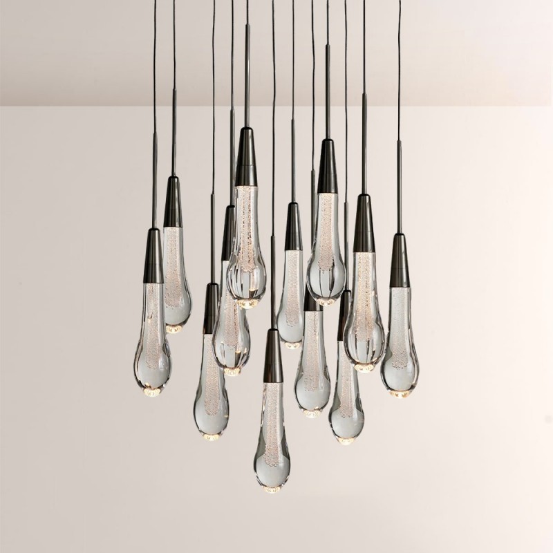 Rain Glass Soltaire Round Chandelier
