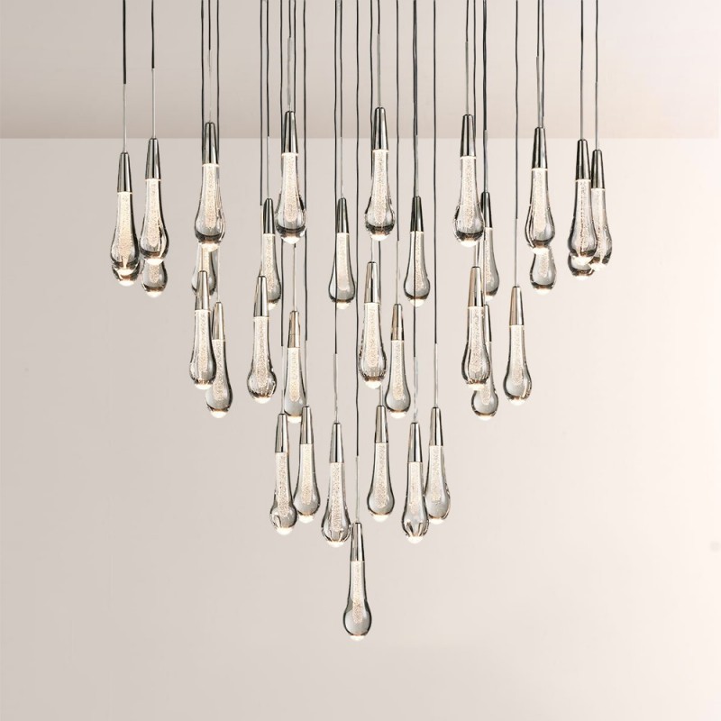 Rain Glass Soltaire Round Chandelier
