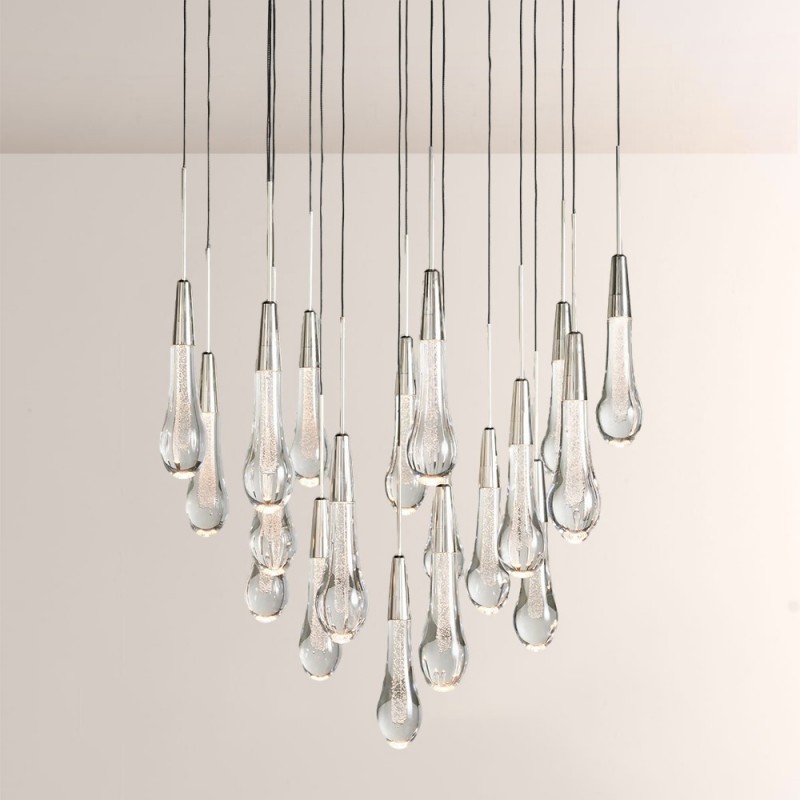 Rain Glass Soltaire Round Chandelier