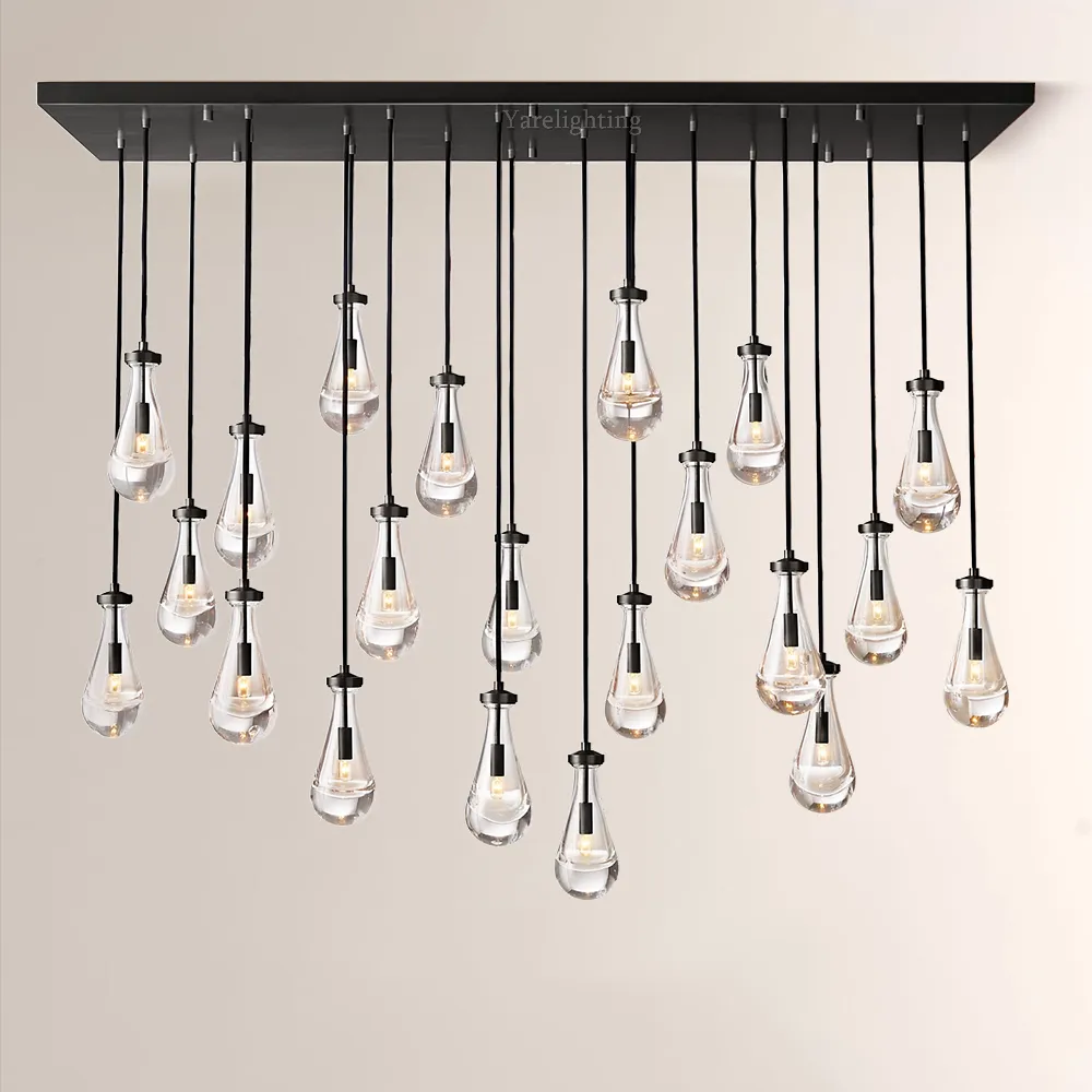 Raindrop Rectangle Chandelier 72"