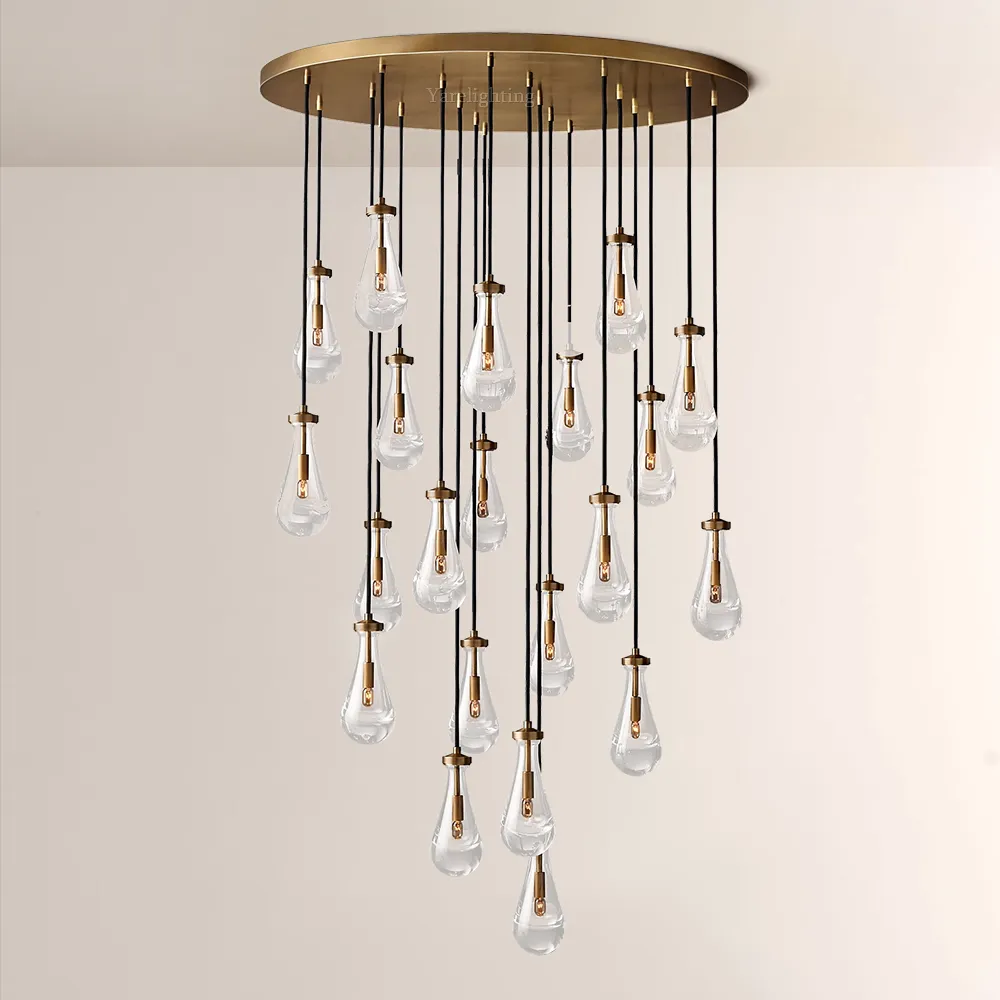Raindrop Modern Round Chandelier 47",Living Room Chandelier Crystal