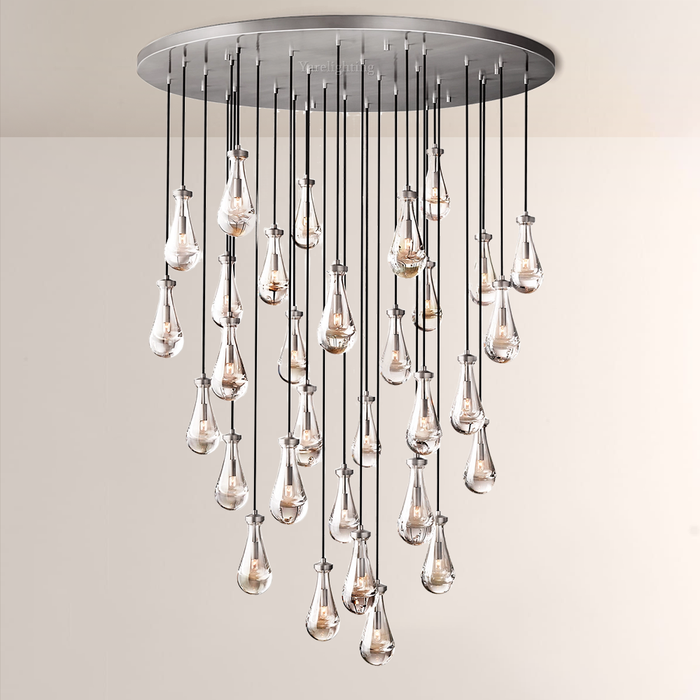 Raindrop Round Chandelier Light 60"