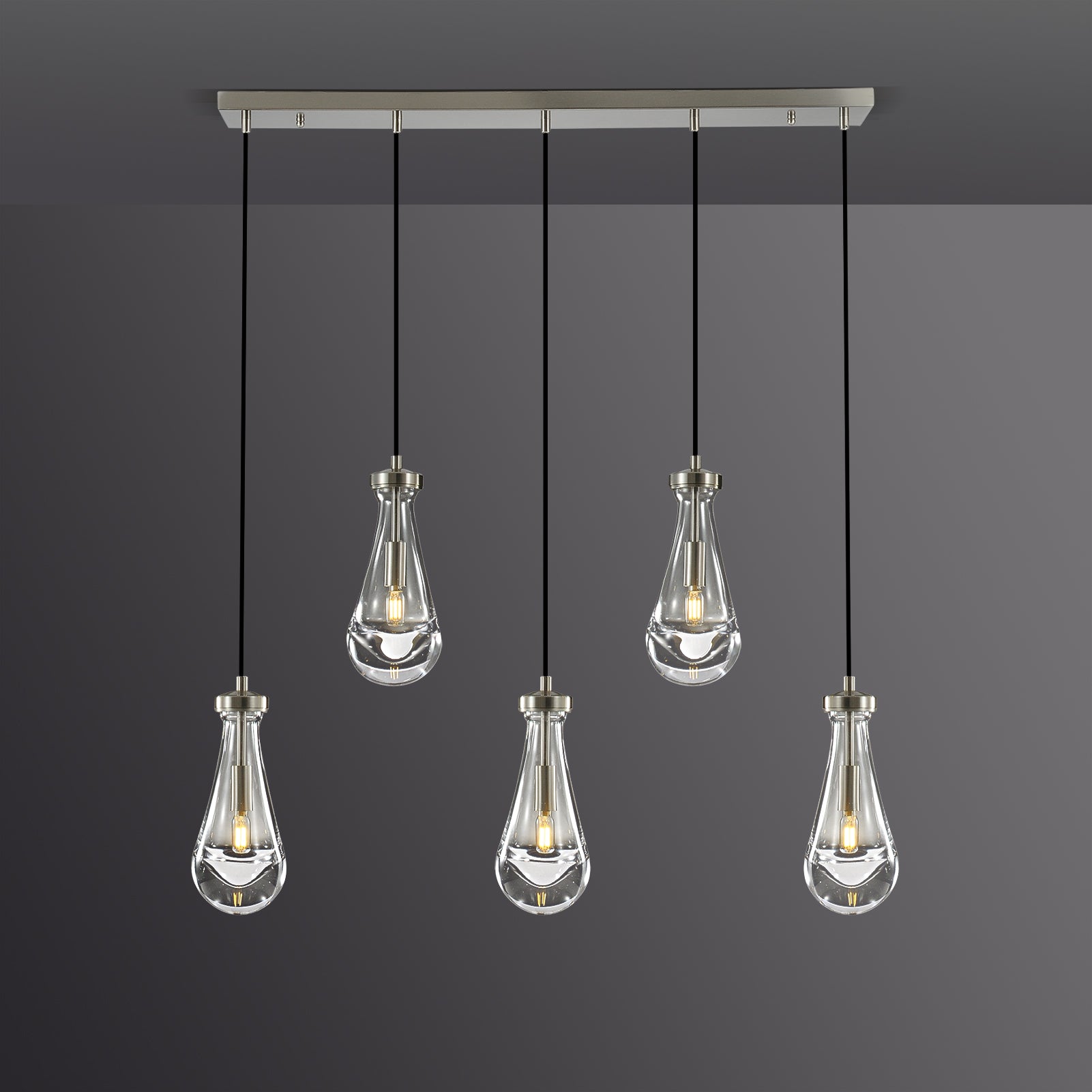 Raindrops  Rectangular Chandelier 36" cord