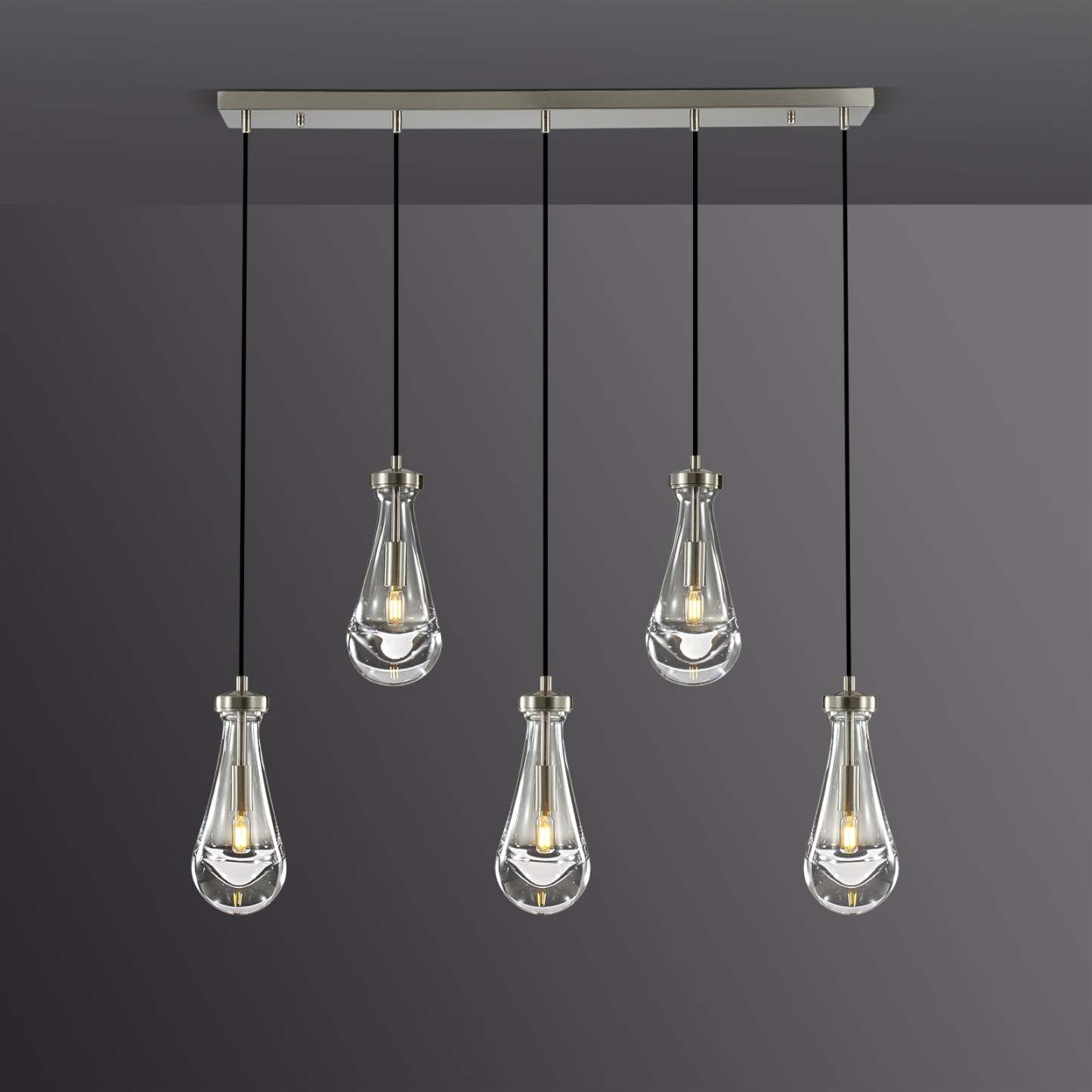 Raindrops  Rectangular Chandelier 36" cord