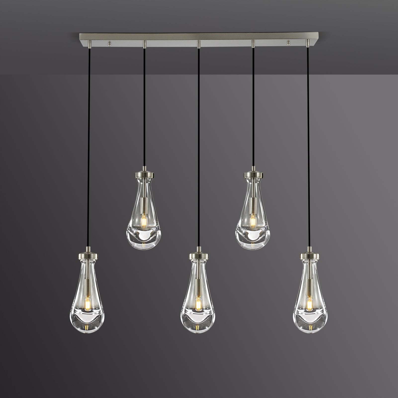Raindrops  Rectangular Chandelier 36" cord