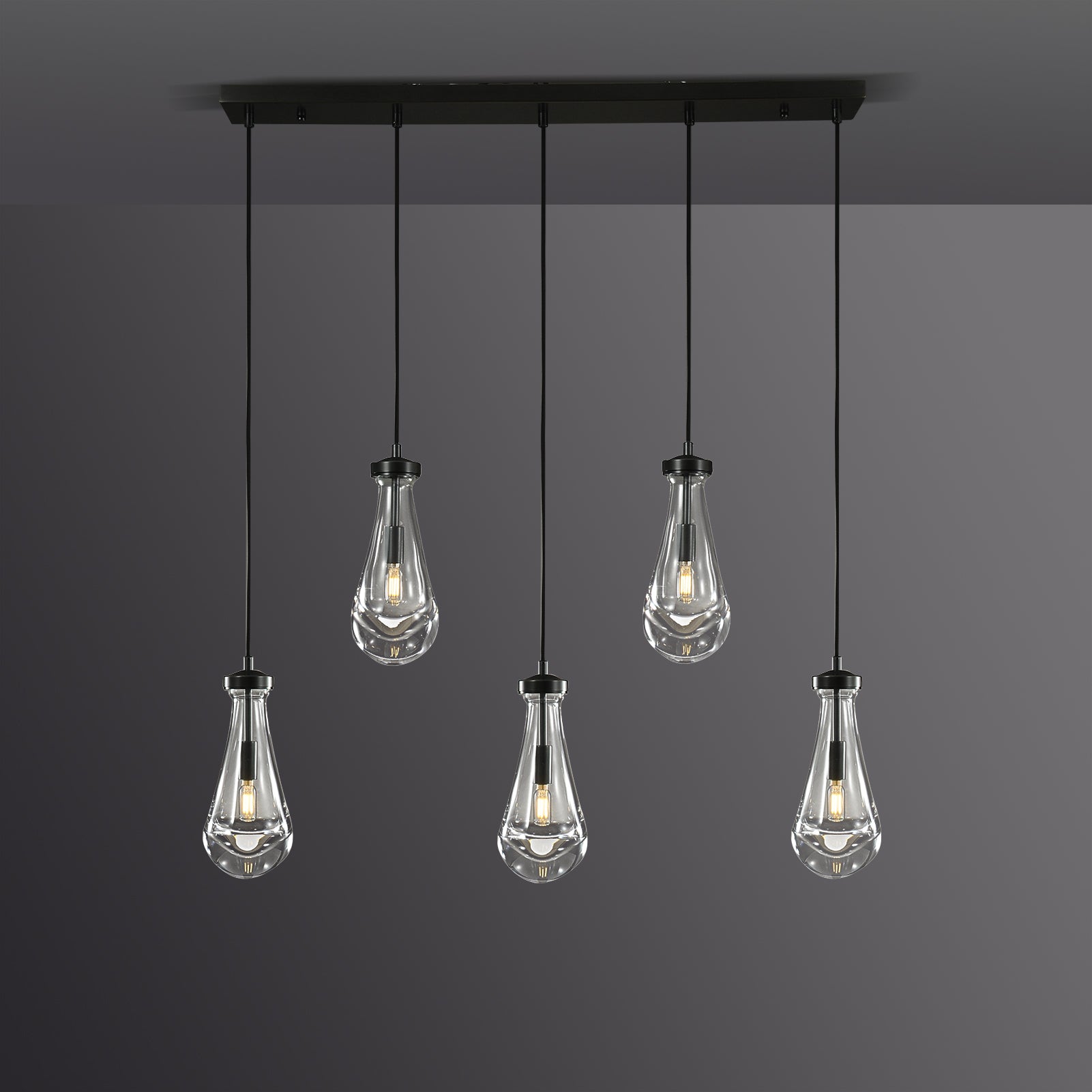 Raindrops  Rectangular Chandelier 36" cord