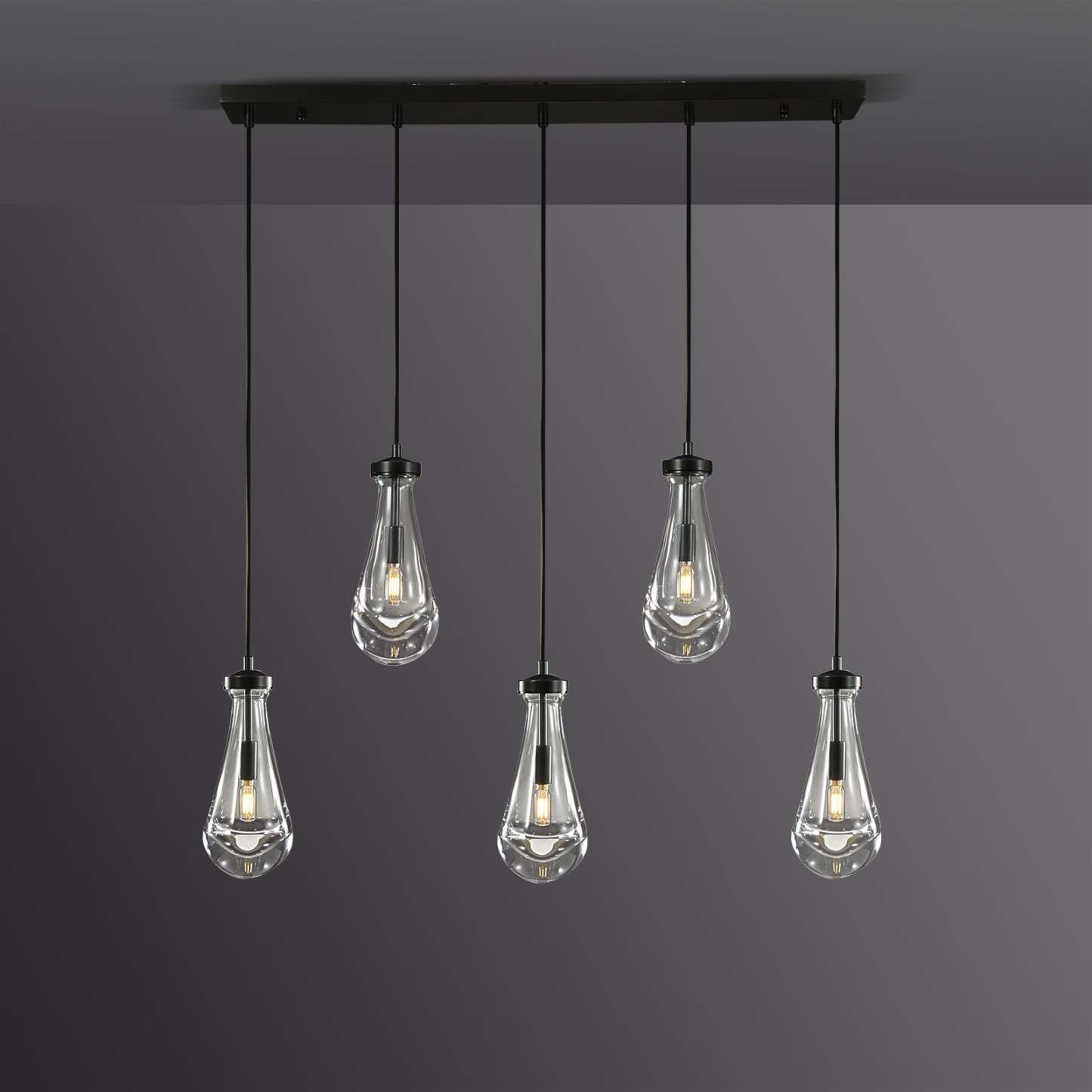 Raindrops  Rectangular Chandelier 36" cord