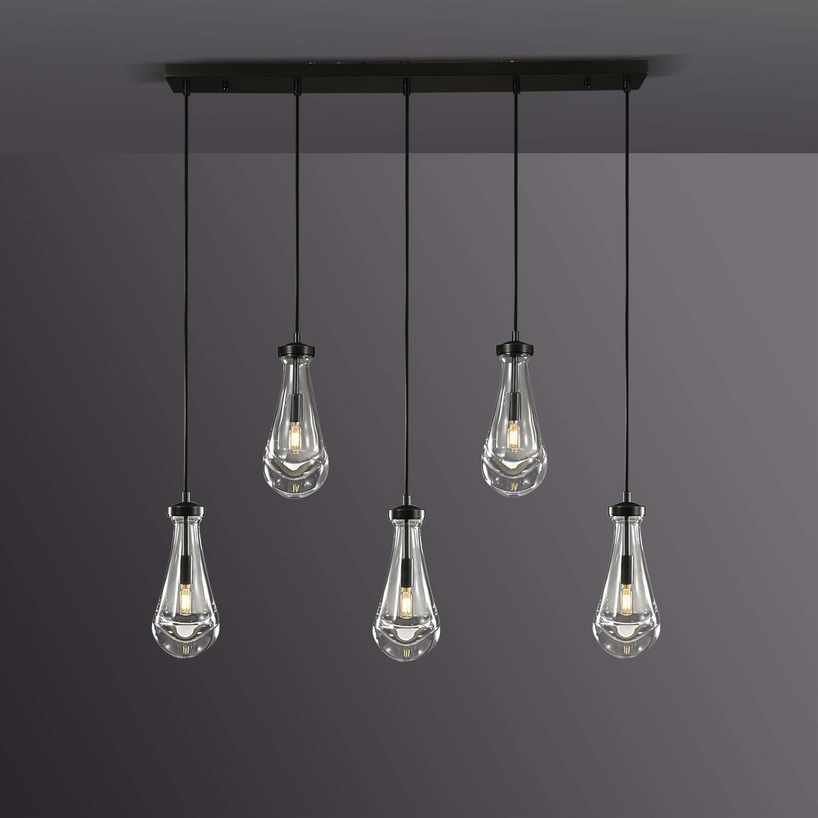 Raindrops  Rectangular Chandelier 36" cord