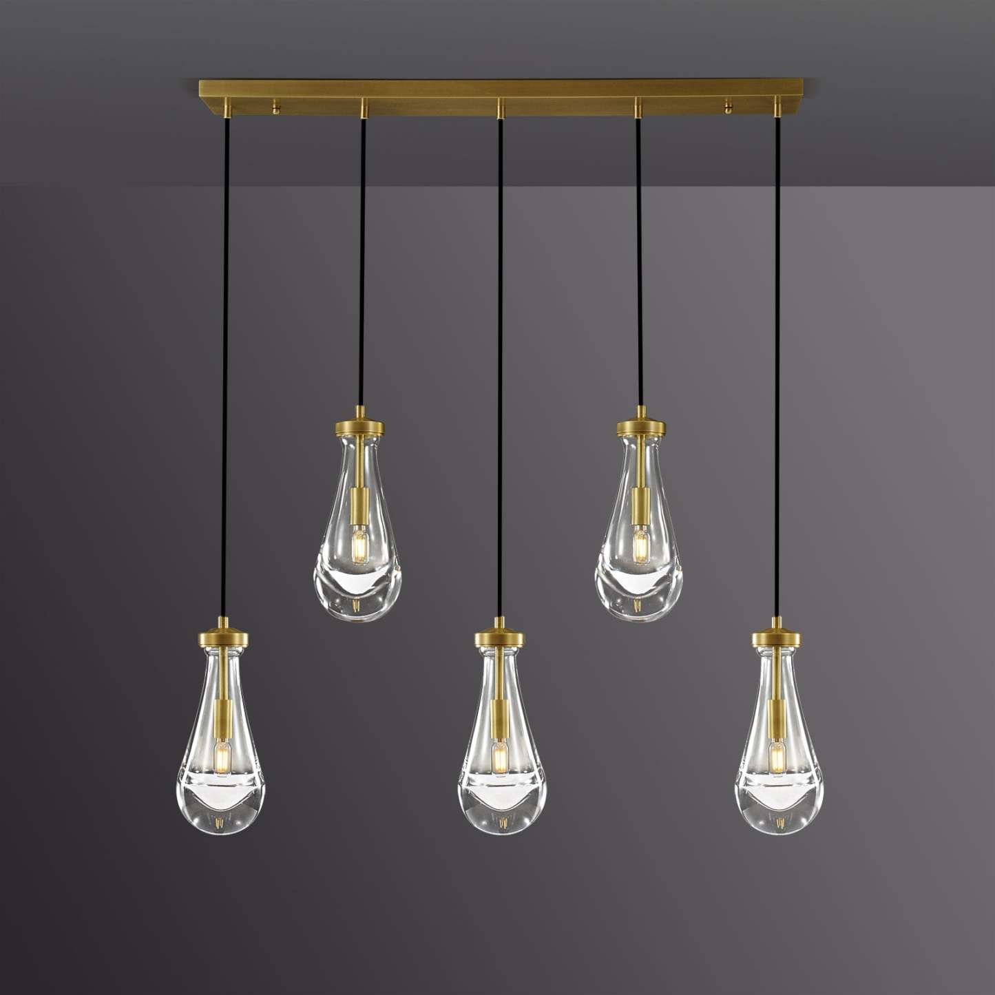 Raindrops  Rectangular Chandelier 36" cord