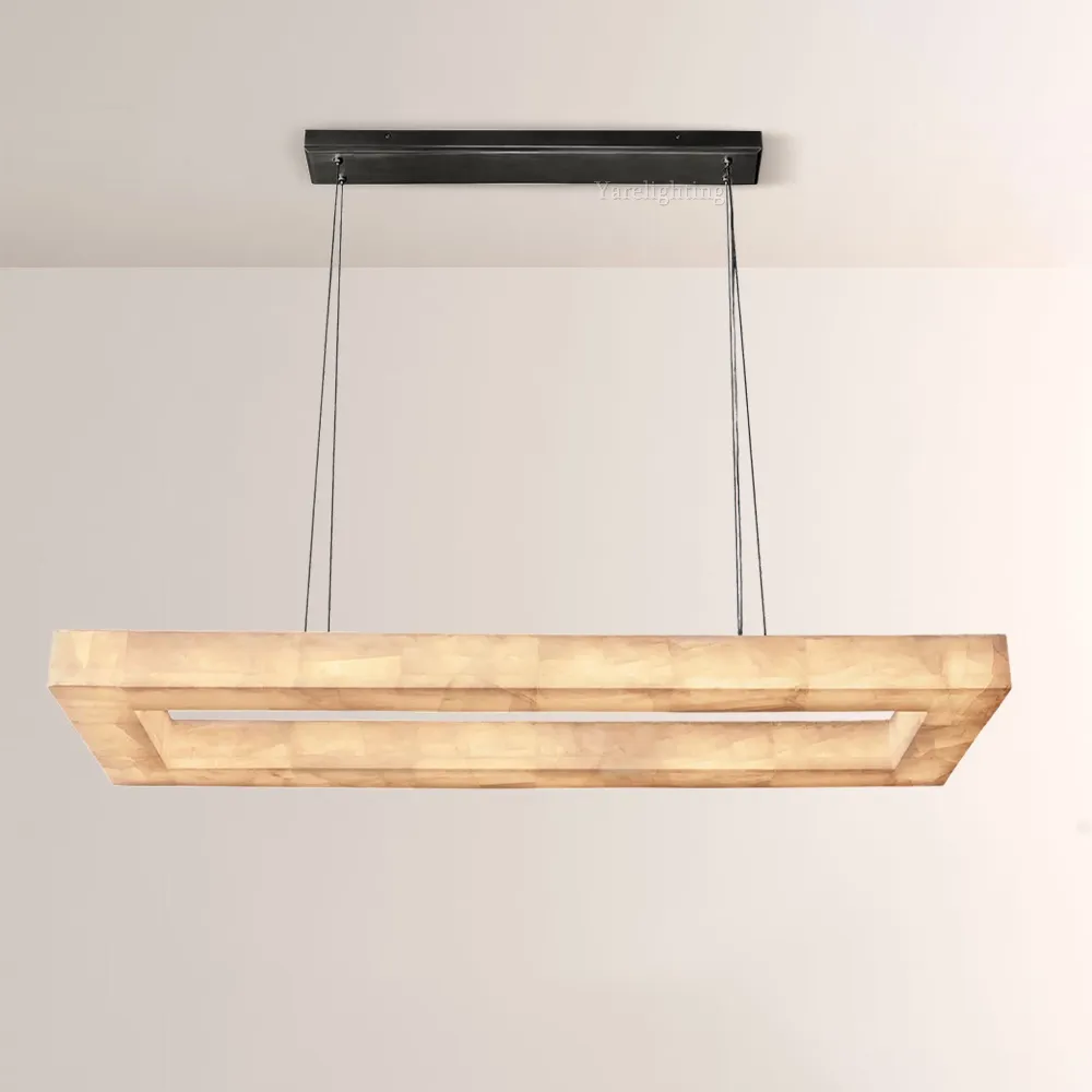 Riveage Rectangular Calcite Chandelier 72",Dining Room Chandelier,RH