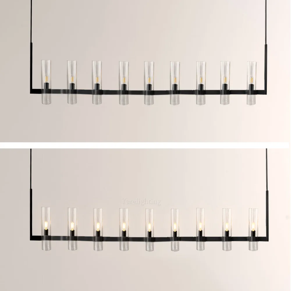 Olivia Linear Chandelier Art Blown Glass 71"