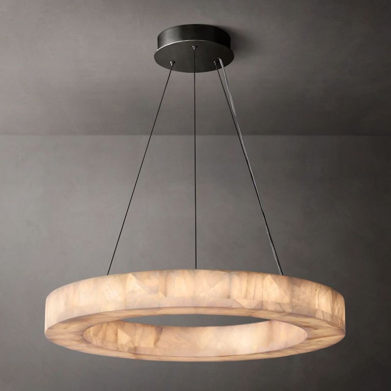 Riveage Calcite Round Chandelier 31"-60" | RH Yarelighting