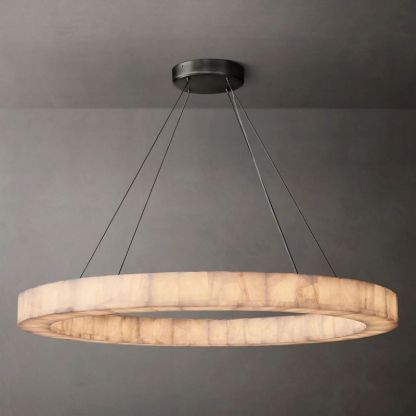 Riveage Calcite Round Chandelier 31"-60" | RH Yarelighting