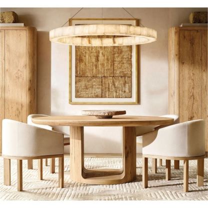 Riveage Calcite Round Chandelier 31"-60" | RH Yarelighting