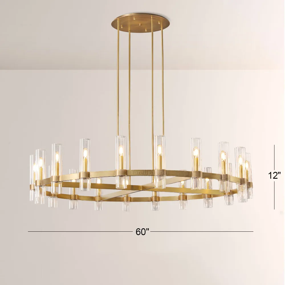 Olivia Round Chandelier Art Blown Glass 60"