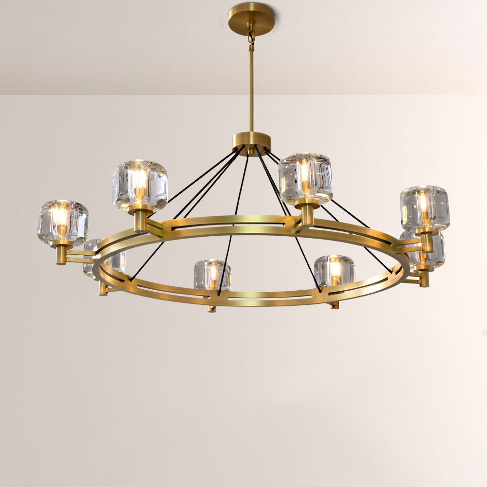 Kirsten Glass Round Chandelier 60",Modern Chandelier for living room