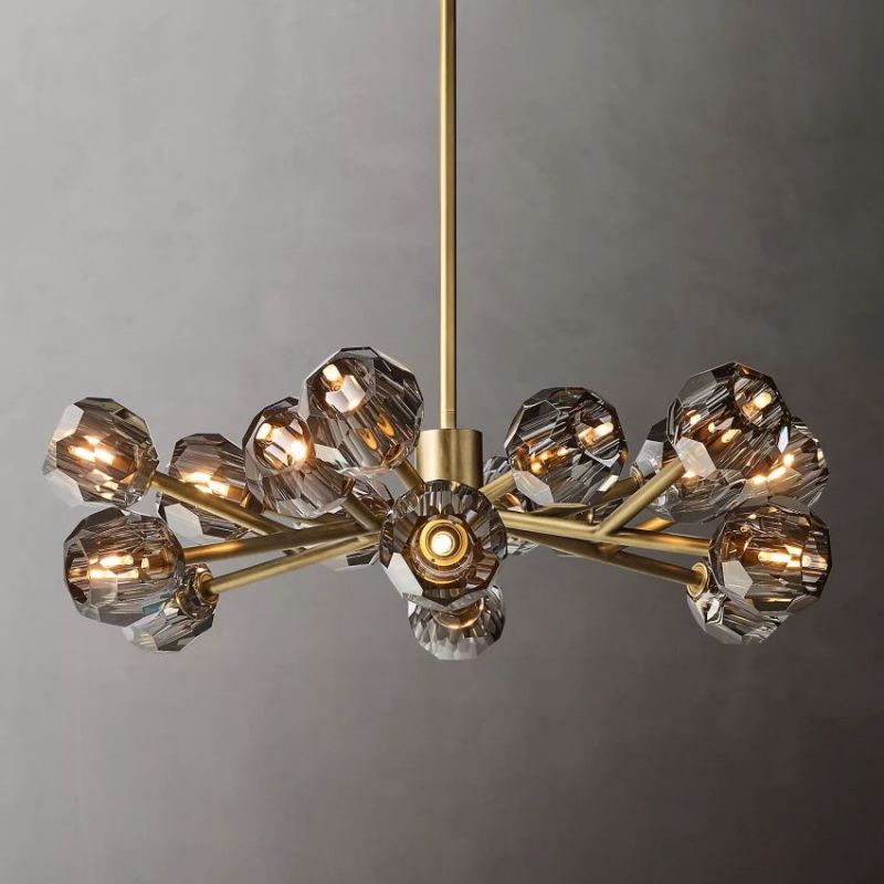 Balle Smoke Round Crystal Chandelier 36"