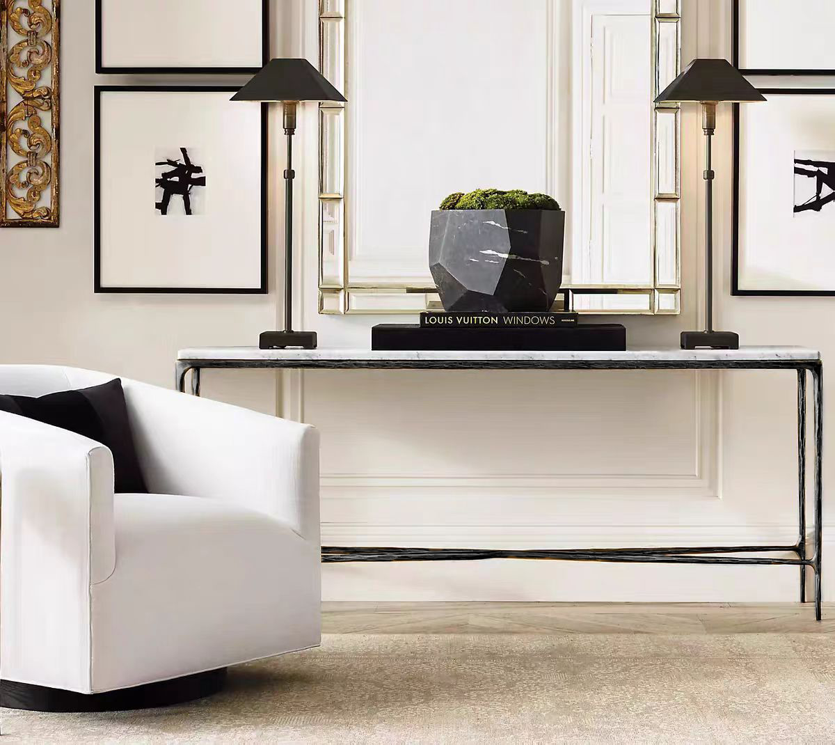 Thaddeus Marble Console Table 60"W