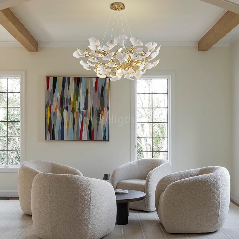 Tree Branch Ceramic Golden Chandelier 32"D