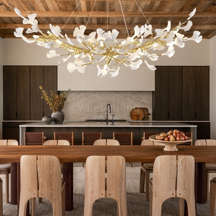 Tree Branch Ceramic Golden Chandelier 55"L