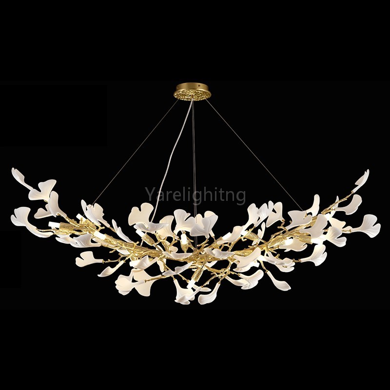 Tree Branch Ceramic Golden Chandelier 55"L