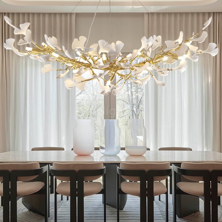 Tree Branch Ceramic Golden Chandelier 55"L