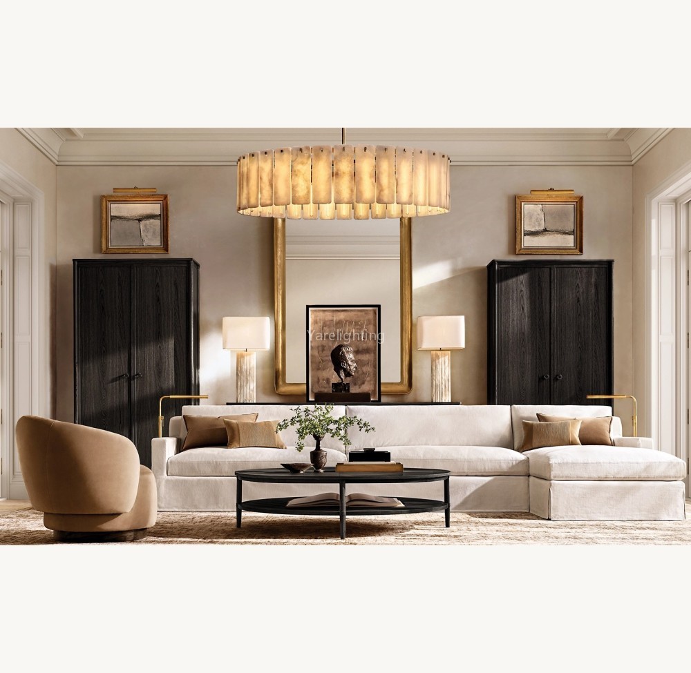 Camelot Alabaster Round Chandelier 48"D