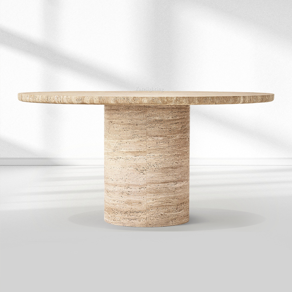 Vitolo Carved Marble Round Dining Table For Dining Room
