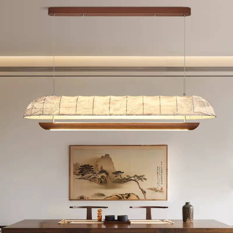  Wood Fabric Glow Round Chandelier 31.5"D