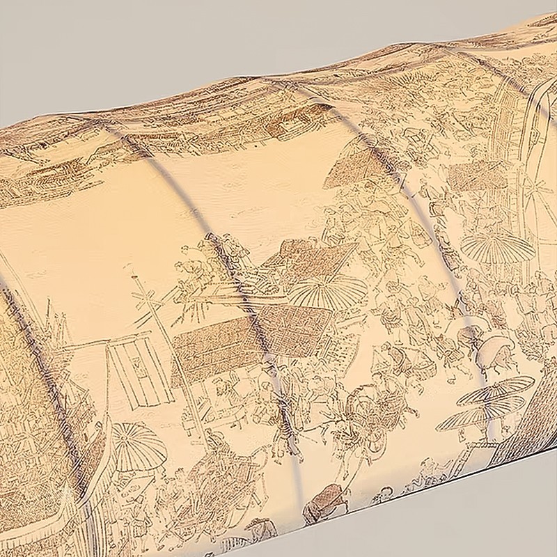  Wood Fabric Glow Round Chandelier 31.5"D