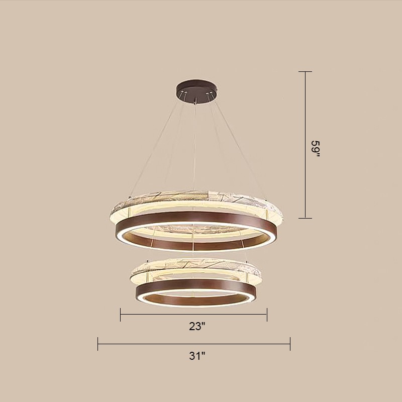  Wood Fabric Glow Round Chandelier 31.5"D
