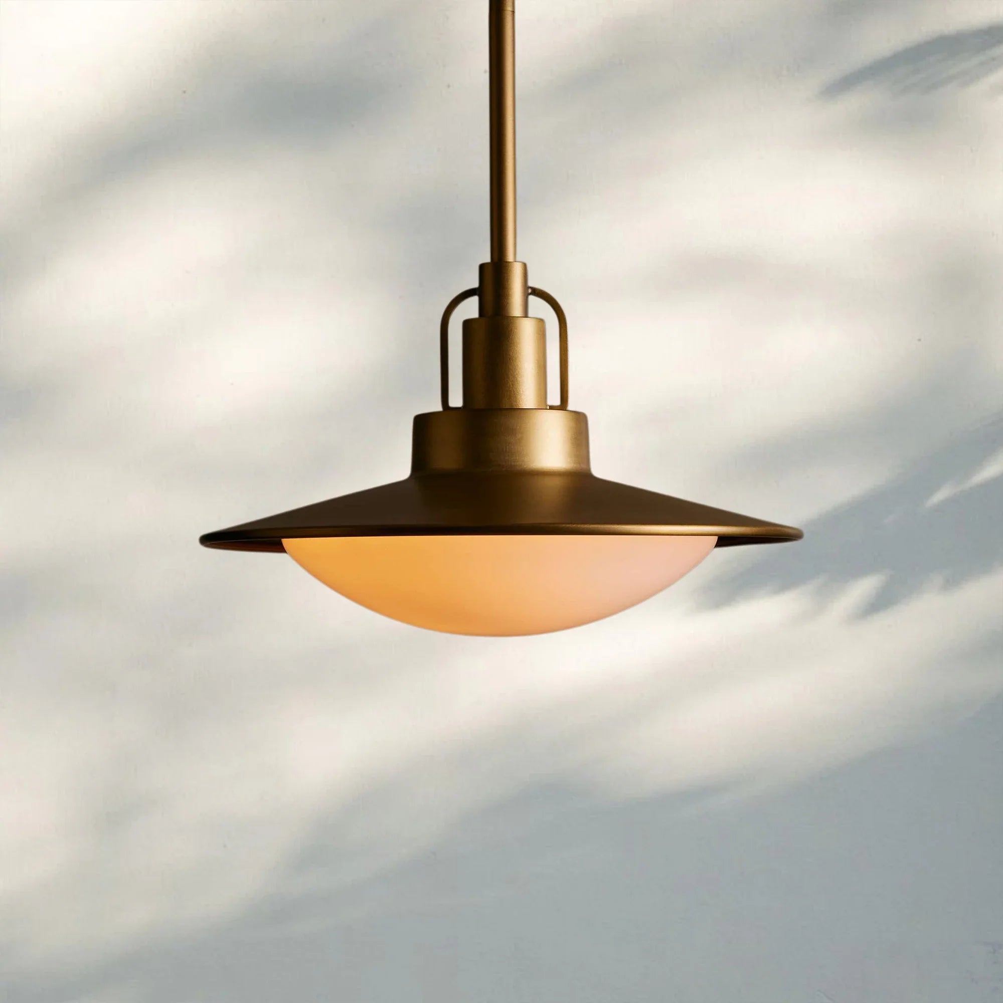 Argent Pendant, Modern Minimalist Brass Light with Opal Glass