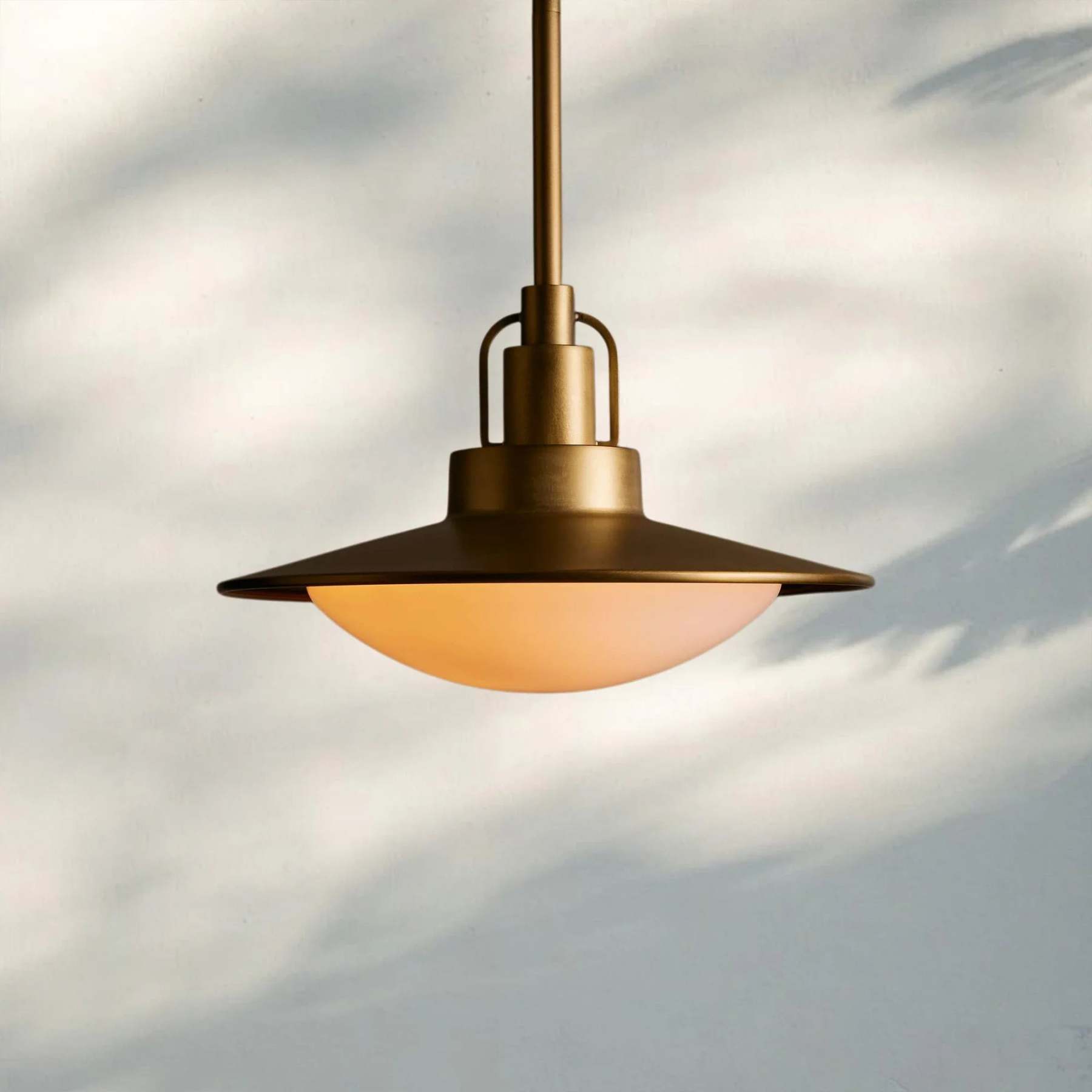 Argent Pendant, Modern Minimalist Brass Light with Opal Glass