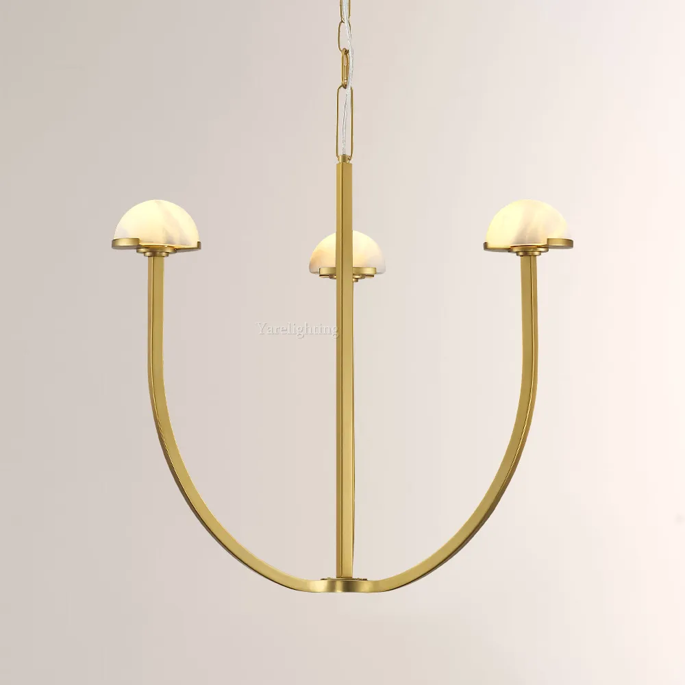 Pedra Round Chandelier 24",Modern Tiered Brass Alabaster Chandelier