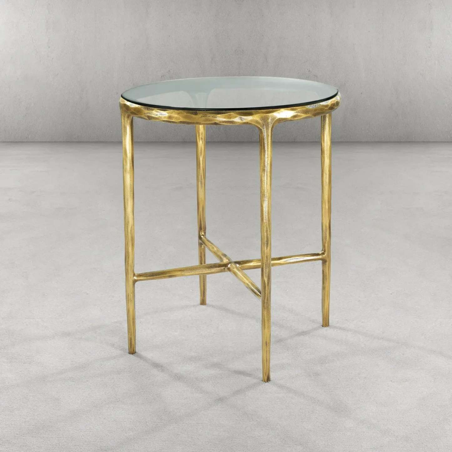 Thaddeus Glass Round Side Table 18" 22"