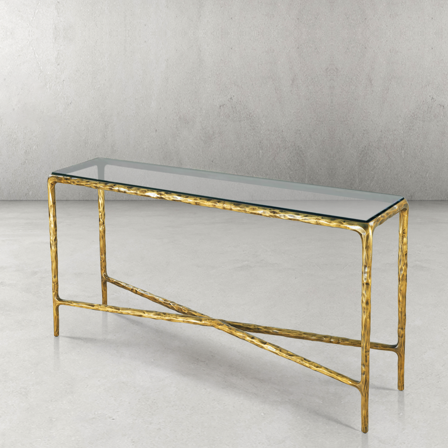 Thaddeus Rectangle Glass Console Table 60" 72"