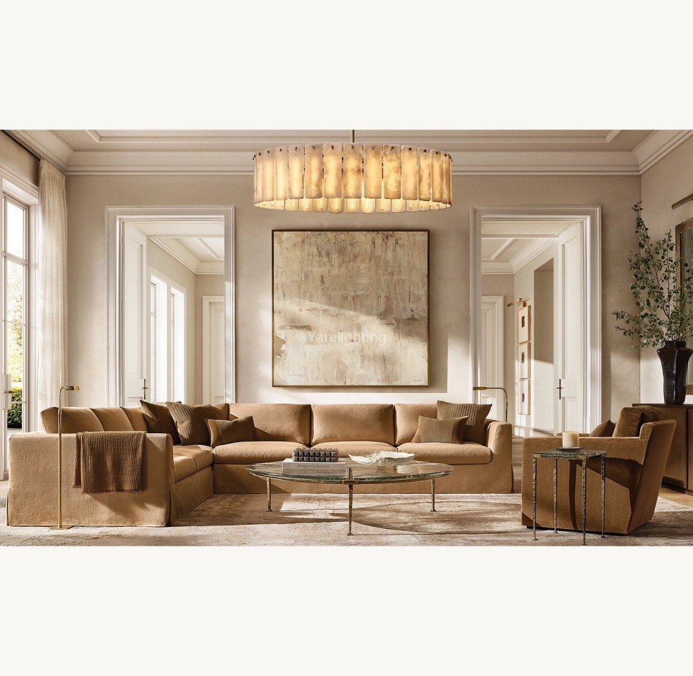 Camelot Alabaster Round Chandelier 48"D