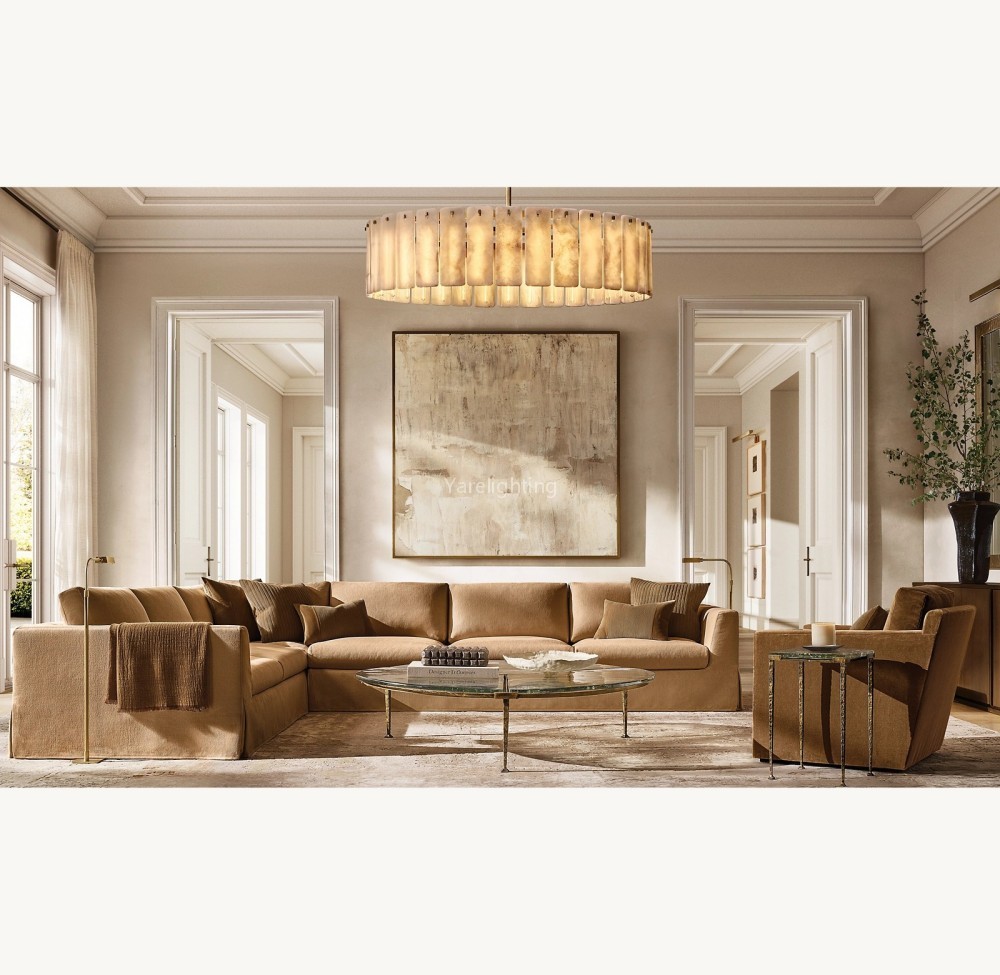 Camelot Alabaster Round Chandelier 48"D