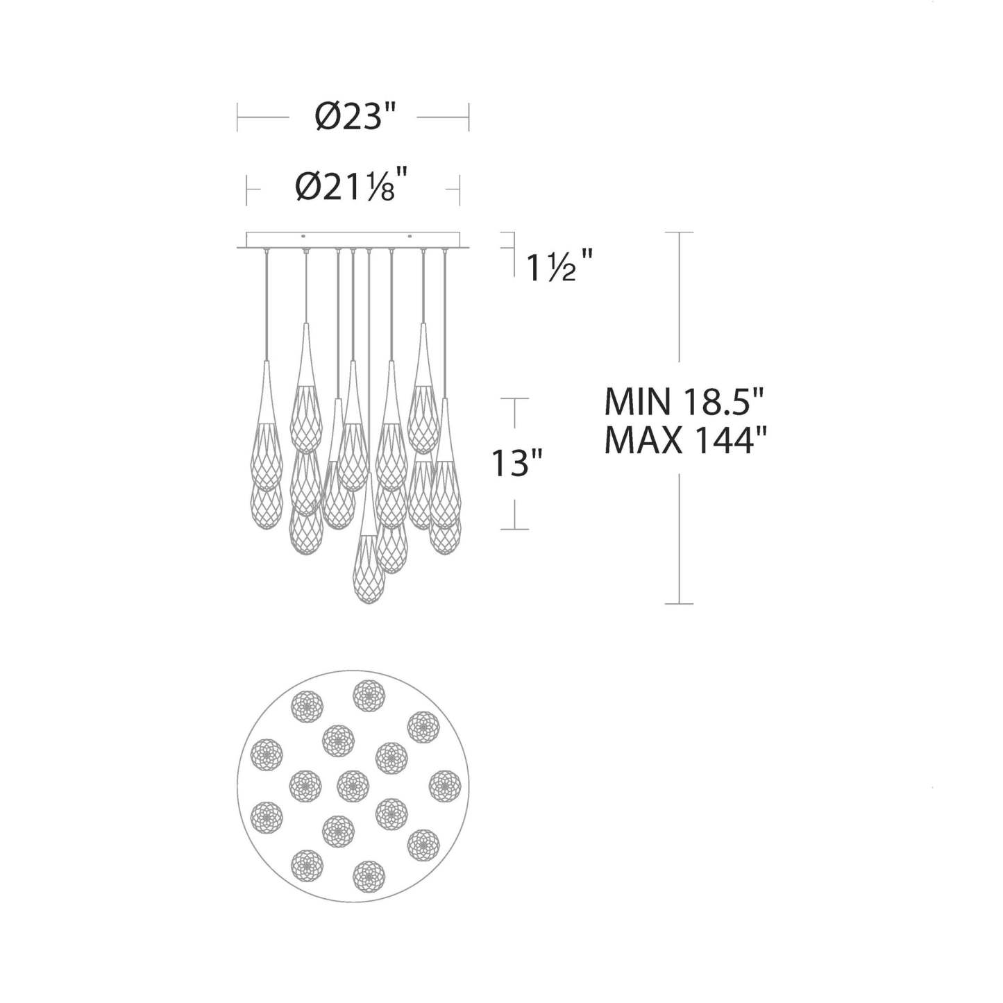 Hibiscus LED Multi Light Pendant Light