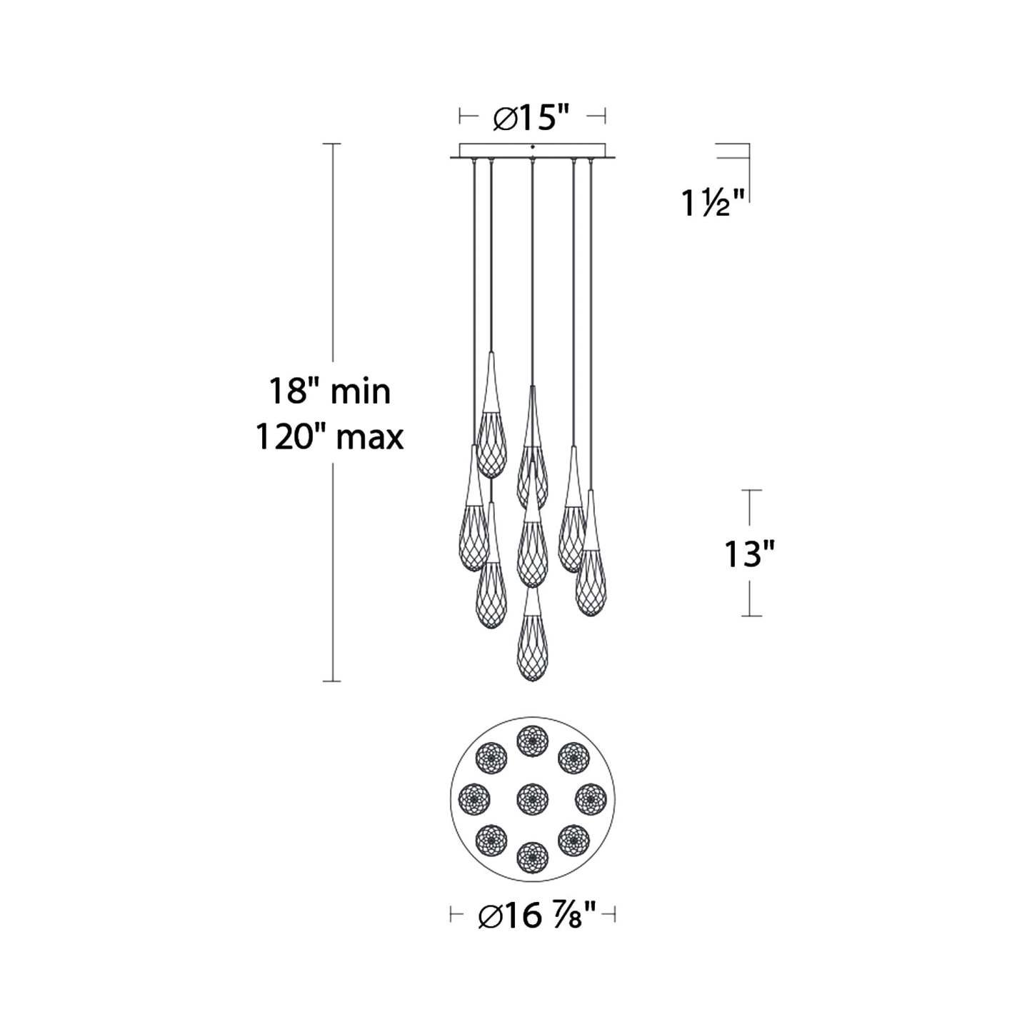 Hibiscus LED Multi Light Pendant Light