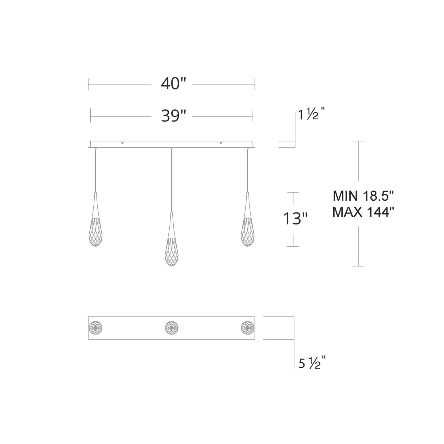 Hibiscus Linear LED Multi Pendant Light