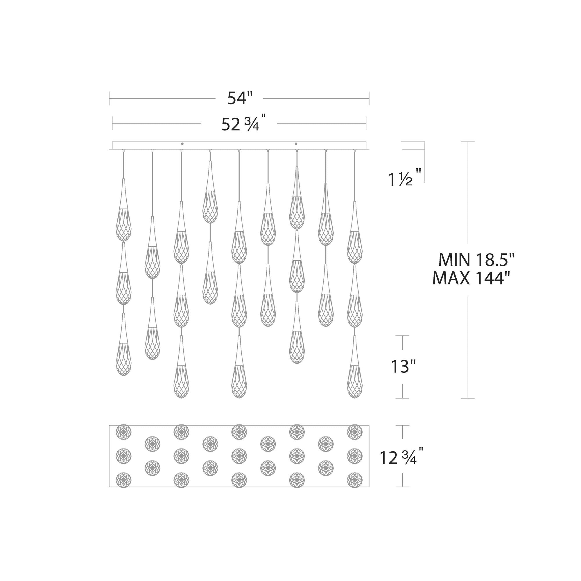 Hibiscus Linear LED Multi Pendant Light